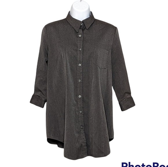 Motherhood Maternity Tops - Motherhood 3/4 Sleeve Button Down Gray Shirt Size Small